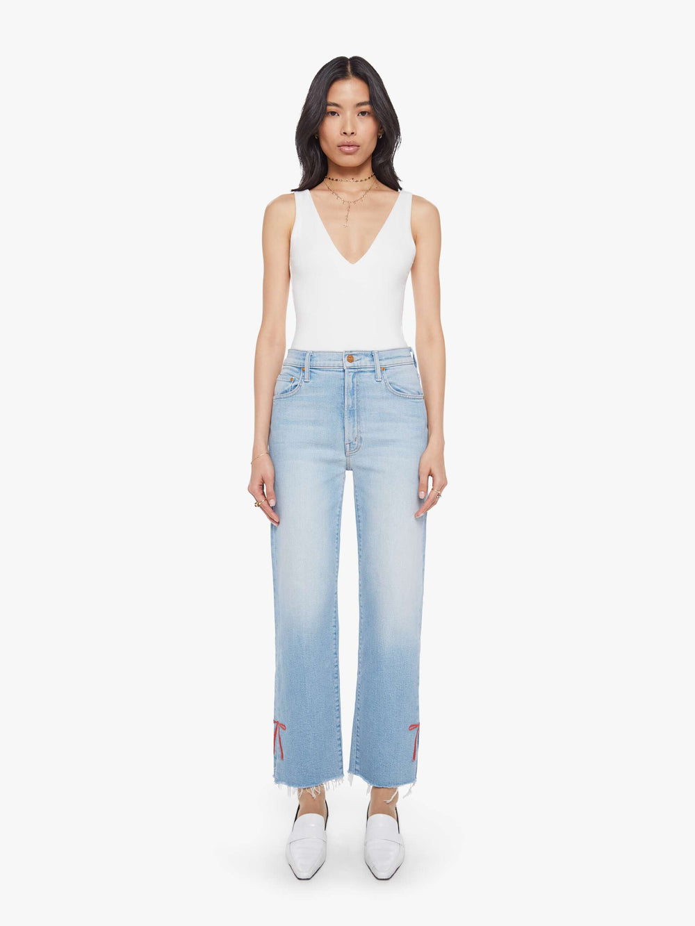 Mother Denim The Rambler Zip Slice Hover Fray