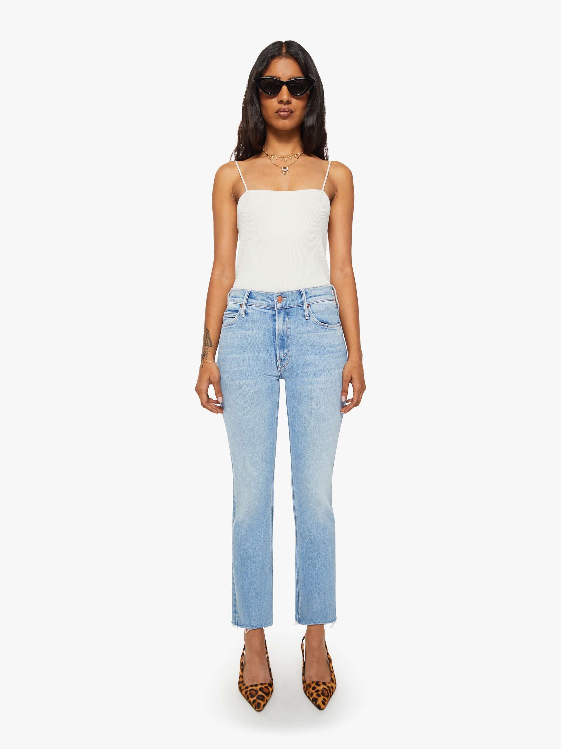 Mother Denim PETITES The Lil Mid Rise Dazzler Ankle Fray
