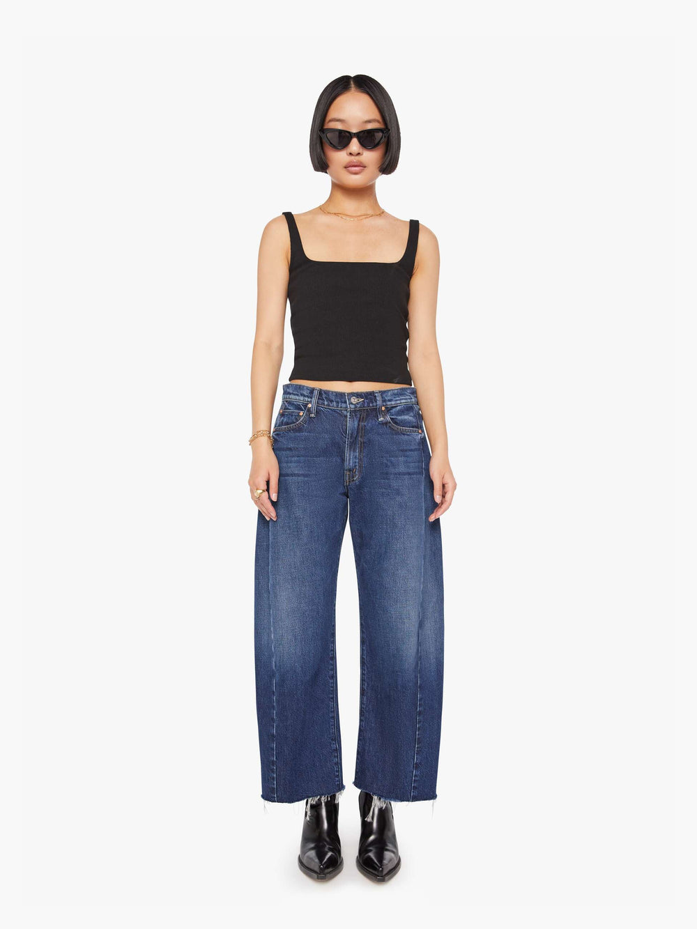 Mother Denim PETITES The Lil Mid Rise Full Pipe Flood Fray