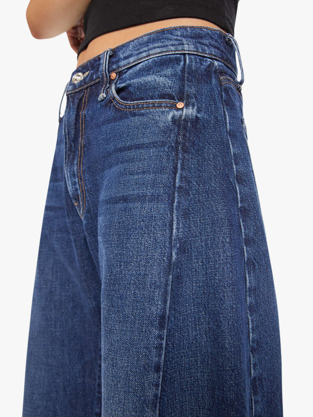 Mother Denim PETITES The Lil Mid Rise Full Pipe Flood Fray