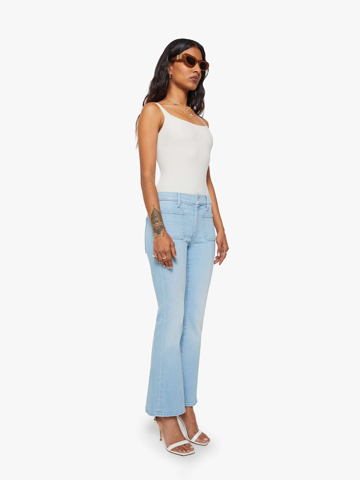 Mother Denim PETITES The Lil Patch Pocket Weekender
