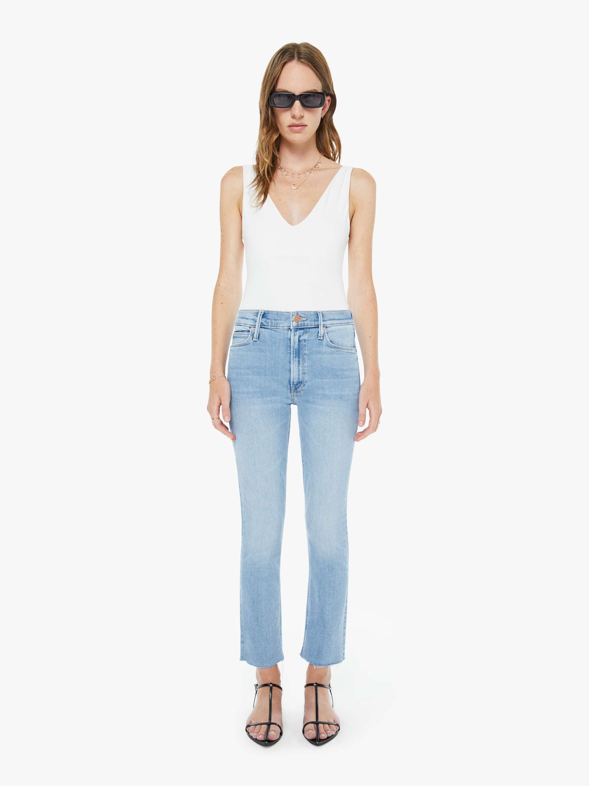 Mother Denim The Mid Rise Dazzler Ankle Fray