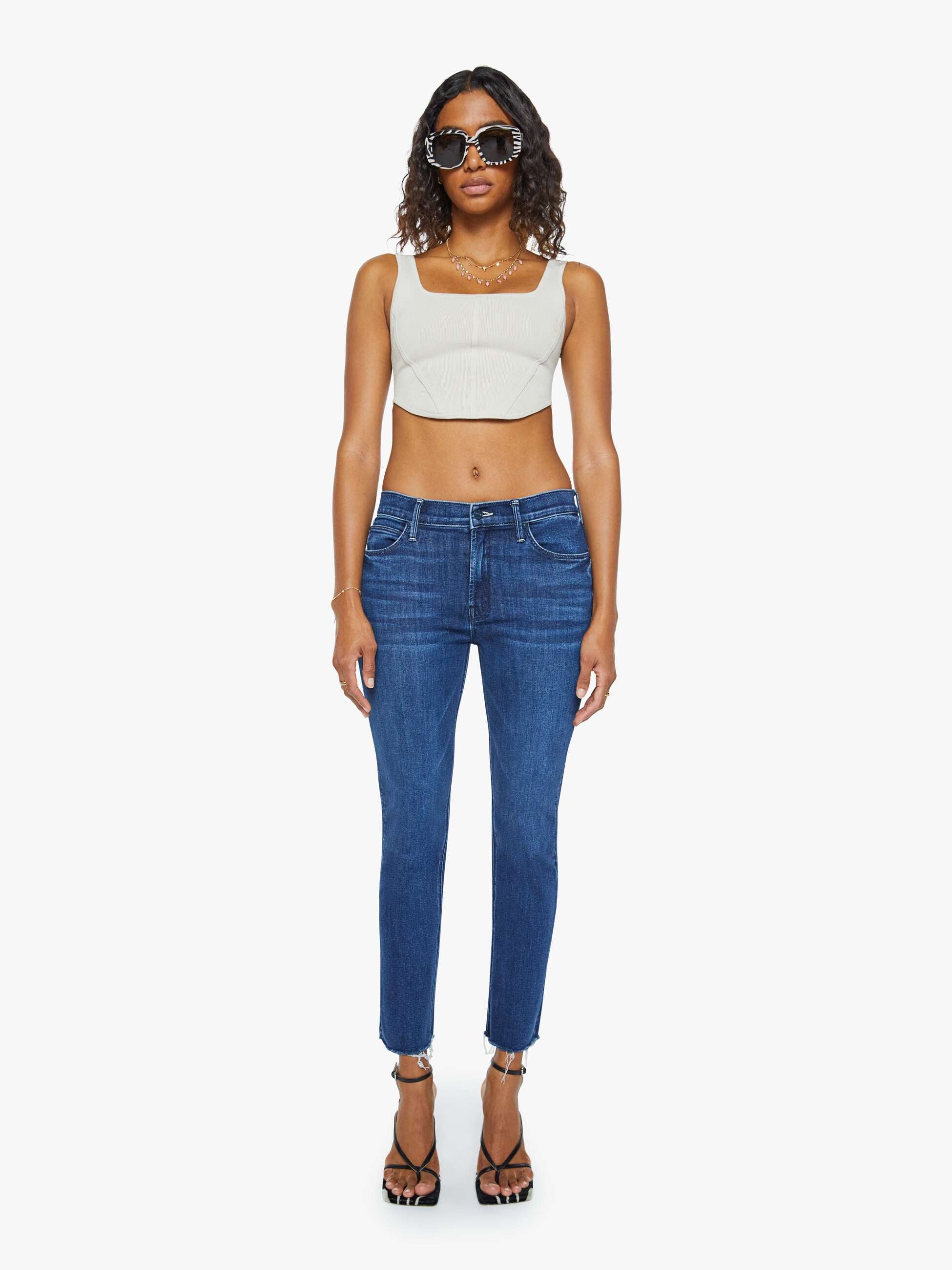 Mother Denim The Mid Rise Dazzler Ankle Fray