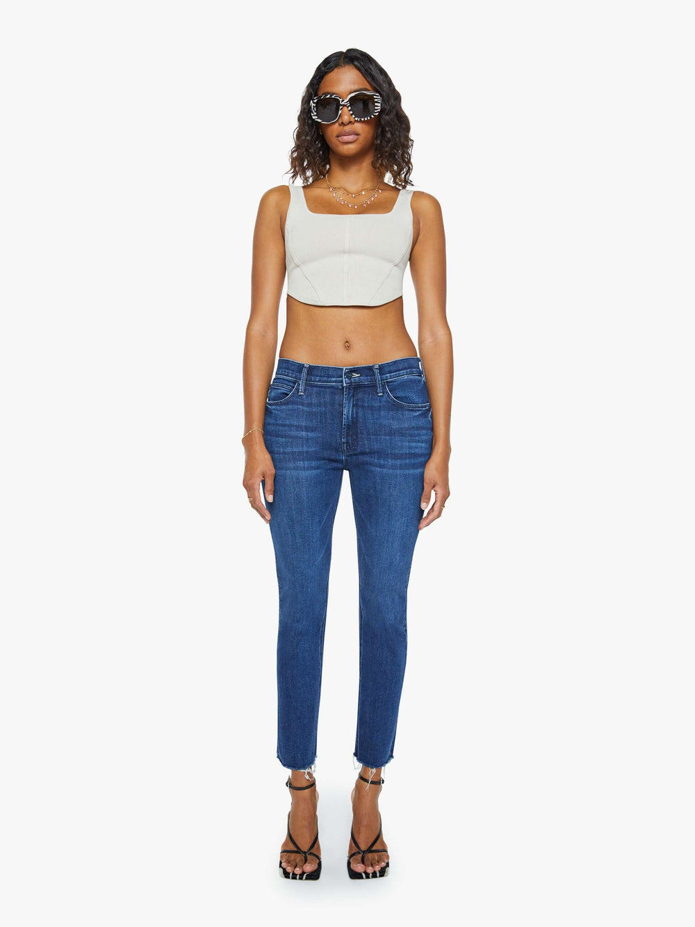 Mother Denim The Mid Rise Dazzler Ankle Fray