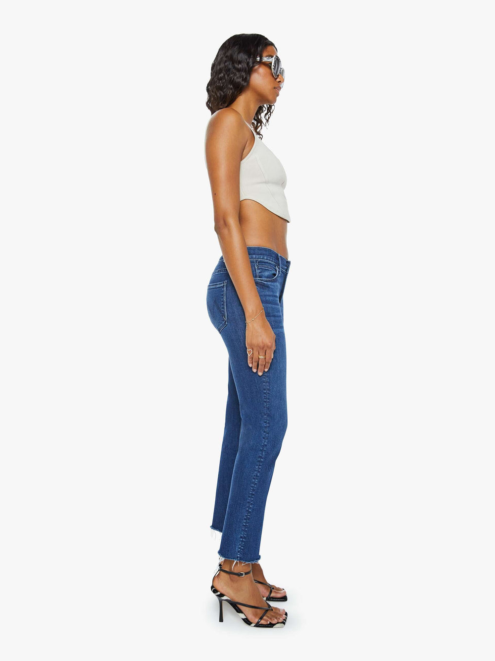 Mother Denim The Mid Rise Dazzler Ankle Fray