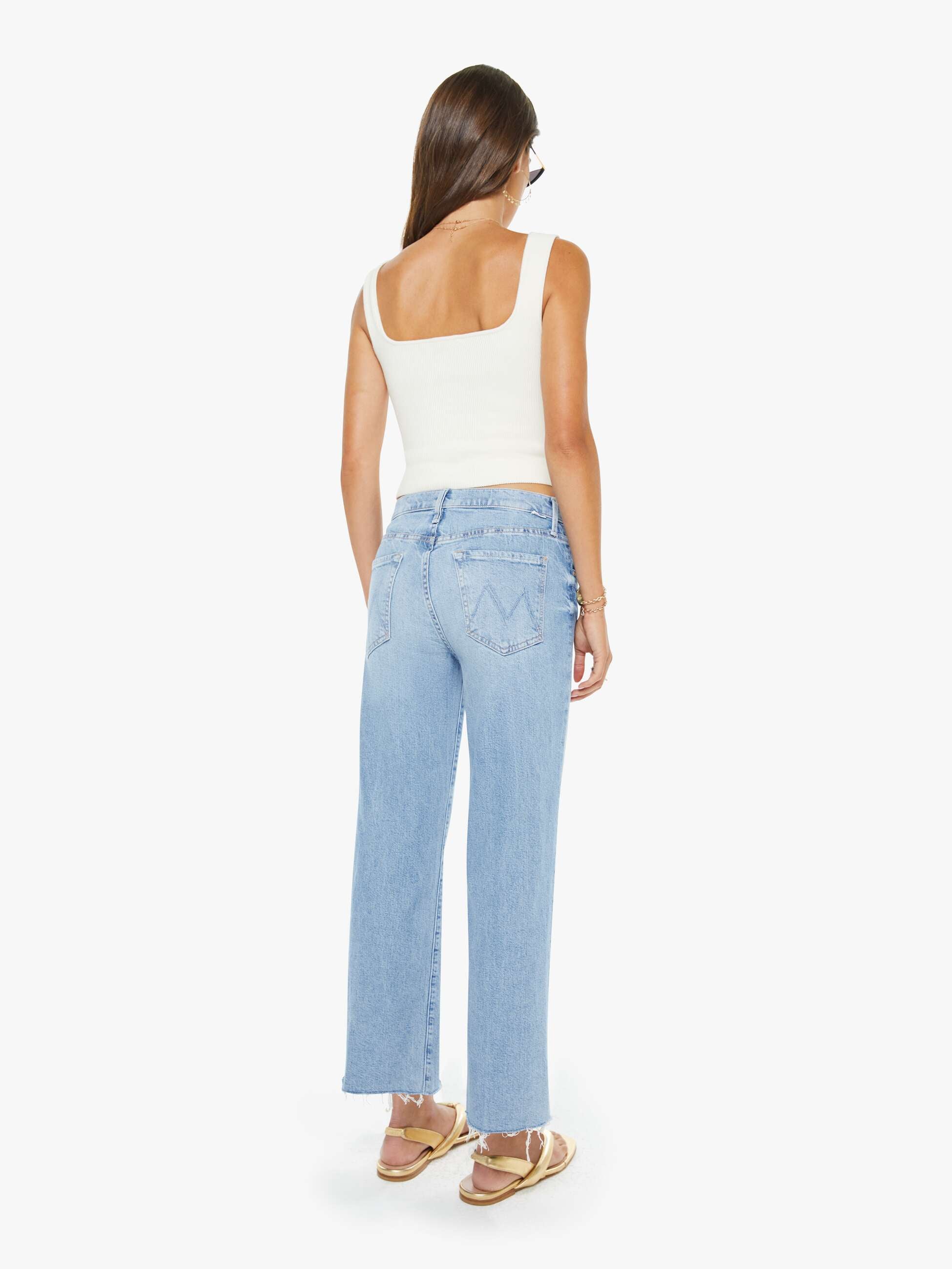 Mother Denim The Mid Rise Rambler Zip Ankle Fray