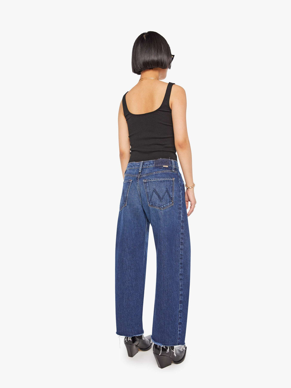 Mother Denim PETITES The Lil Mid Rise Full Pipe Flood Fray