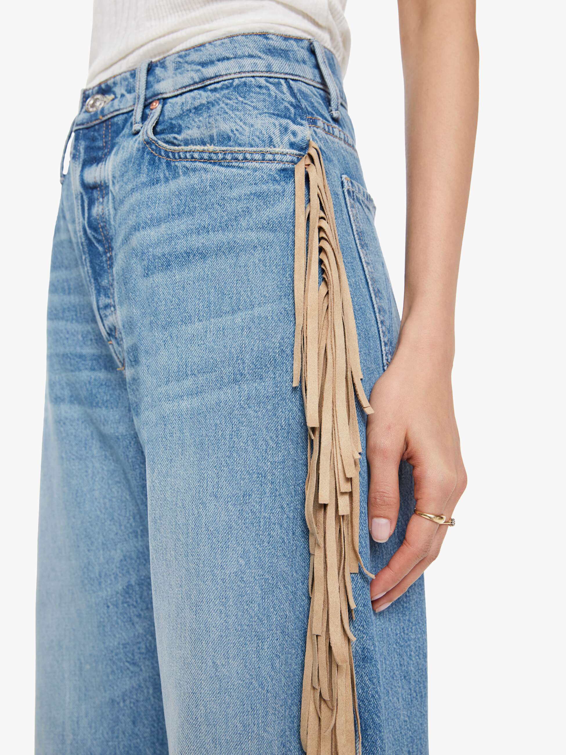 Mother Denim The Fringe Half-Pipe Button Sneak