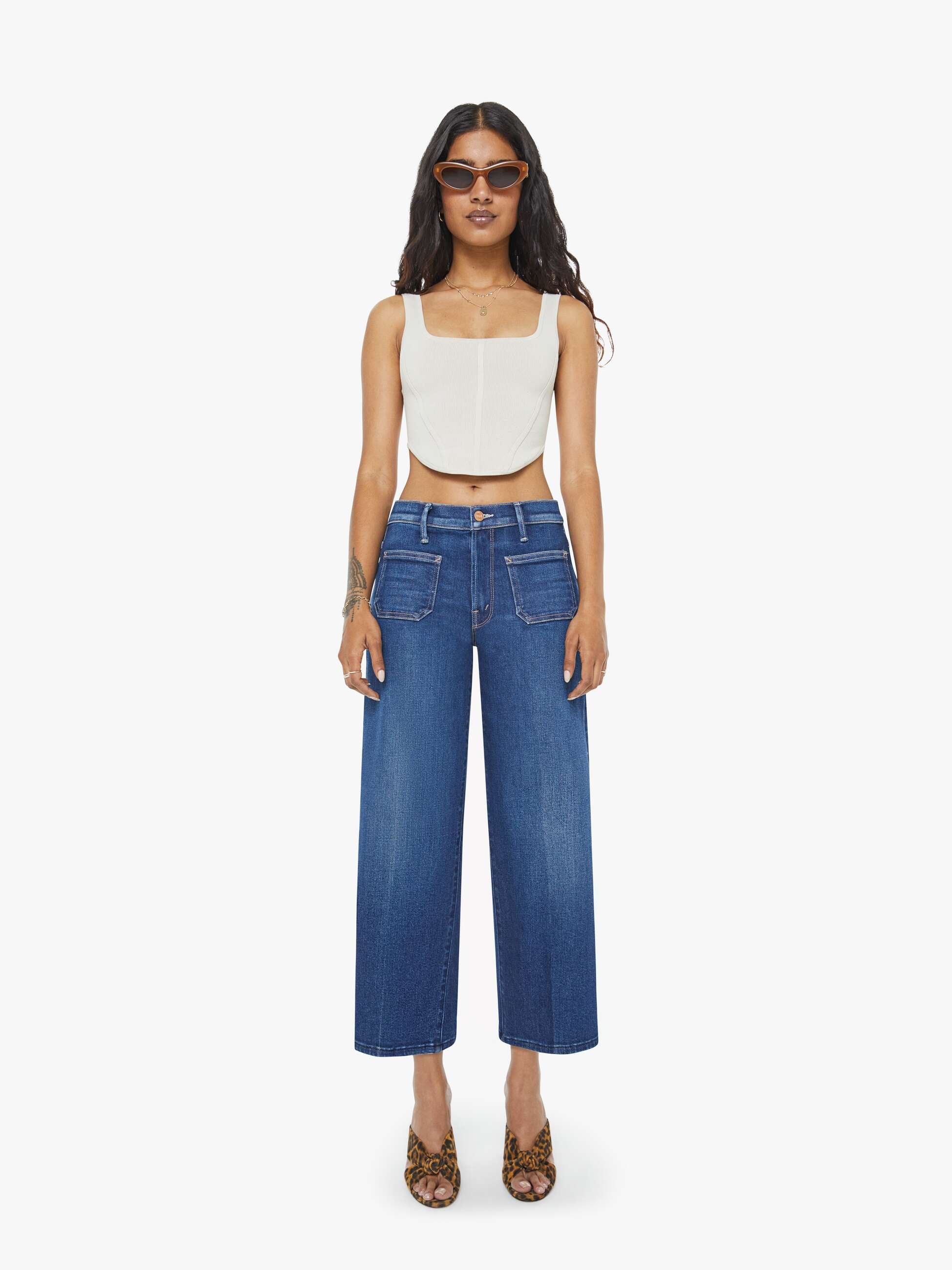 Mother Denim PETITES The Lil Patch Pocket Mid Rise Maven Ankle