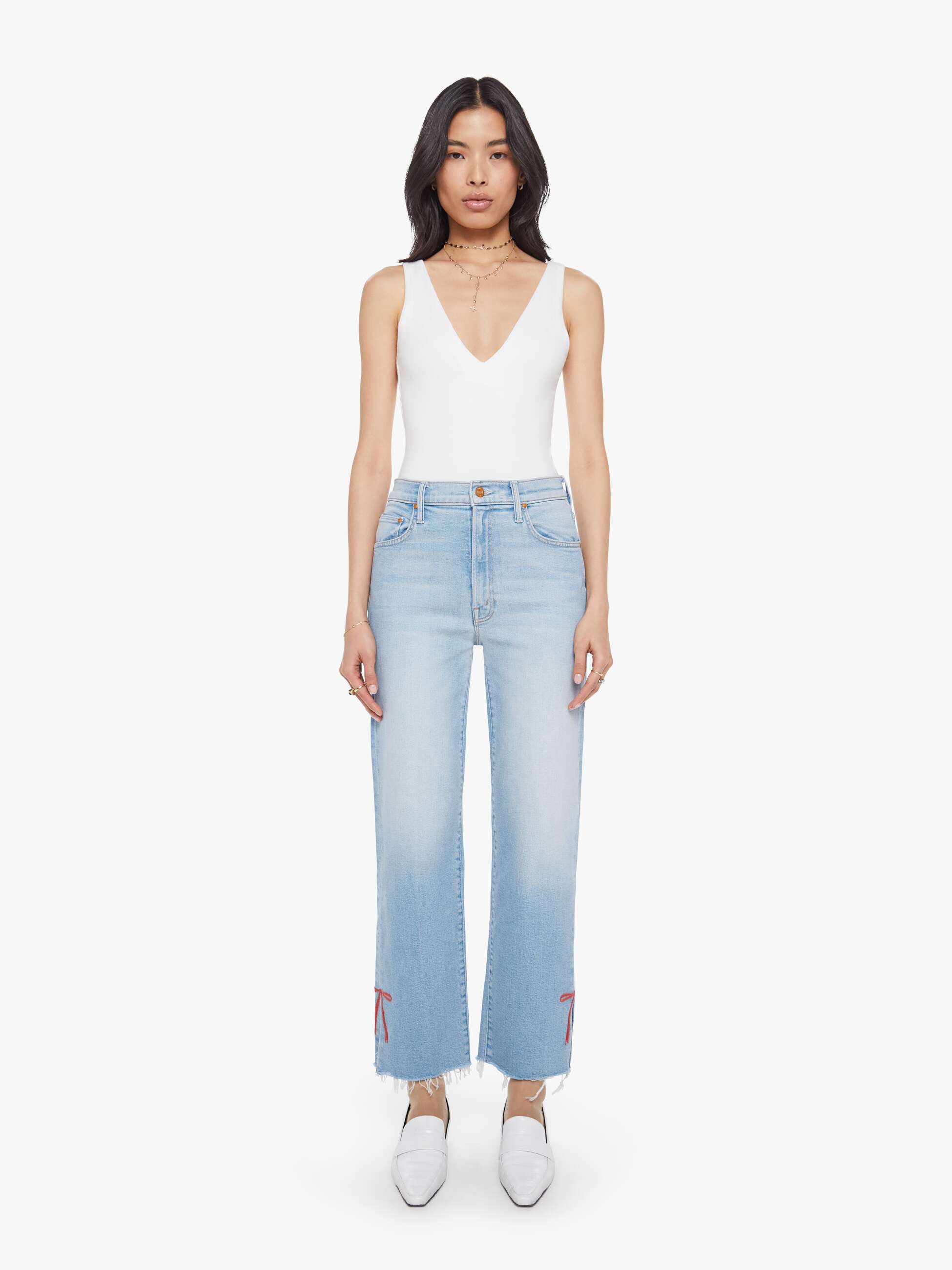 Mother Denim The Rambler Zip Slice Hover Fray