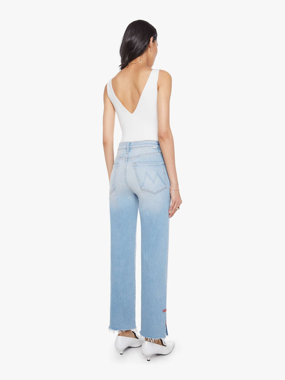 Mother Denim The Rambler Zip Slice Hover Fray