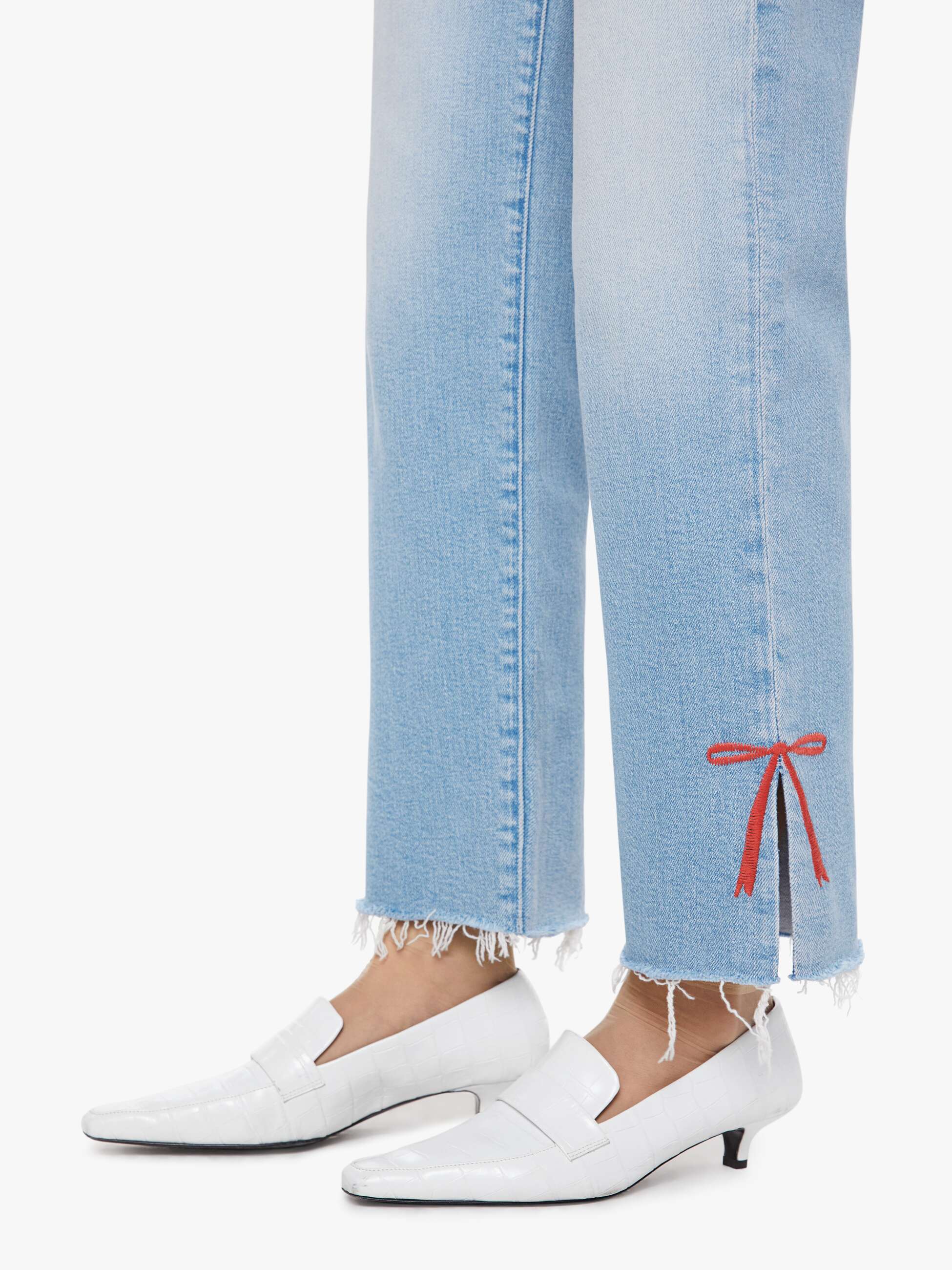 Mother Denim The Rambler Zip Slice Hover Fray