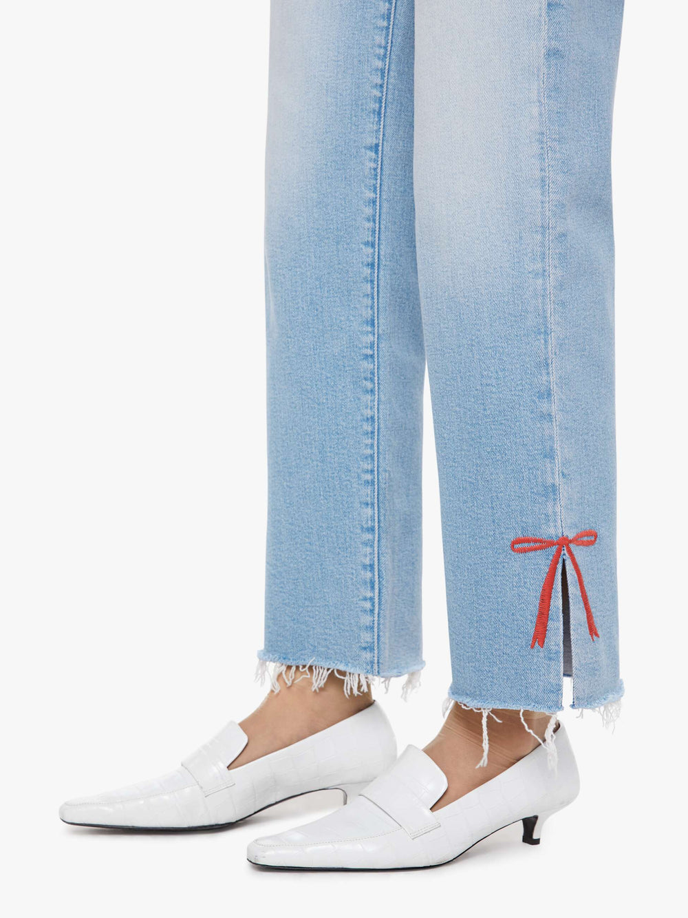 Mother Denim The Rambler Zip Slice Hover Fray