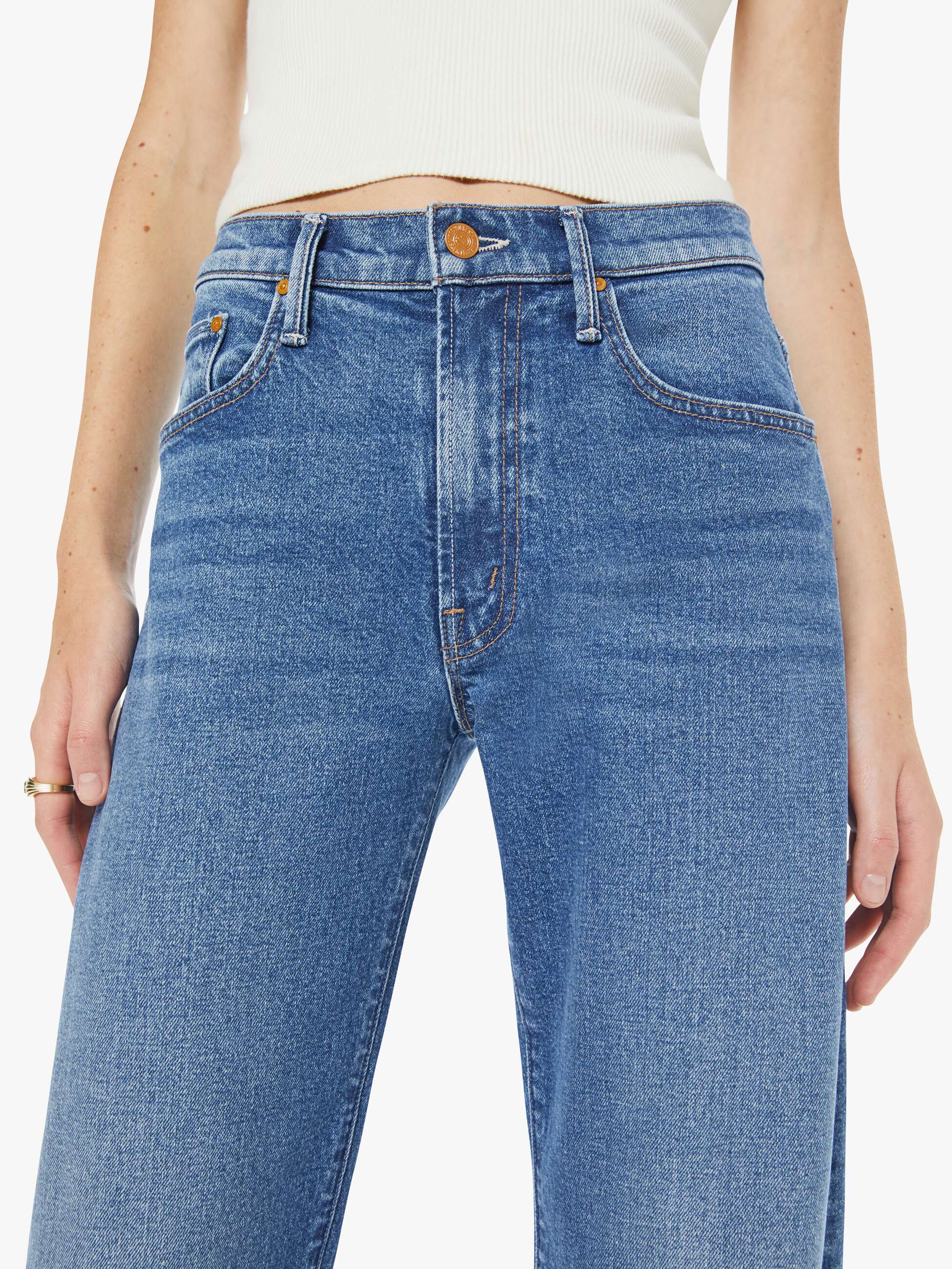 Mother Denim The Mid Rise Lasso Heel