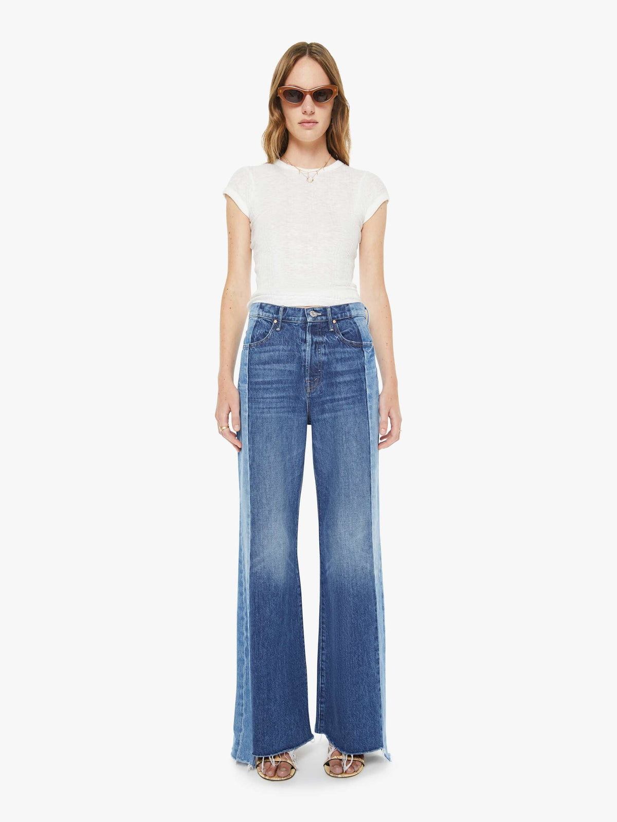 Mother Denim The Tux Sidestepper Sneak Fray
