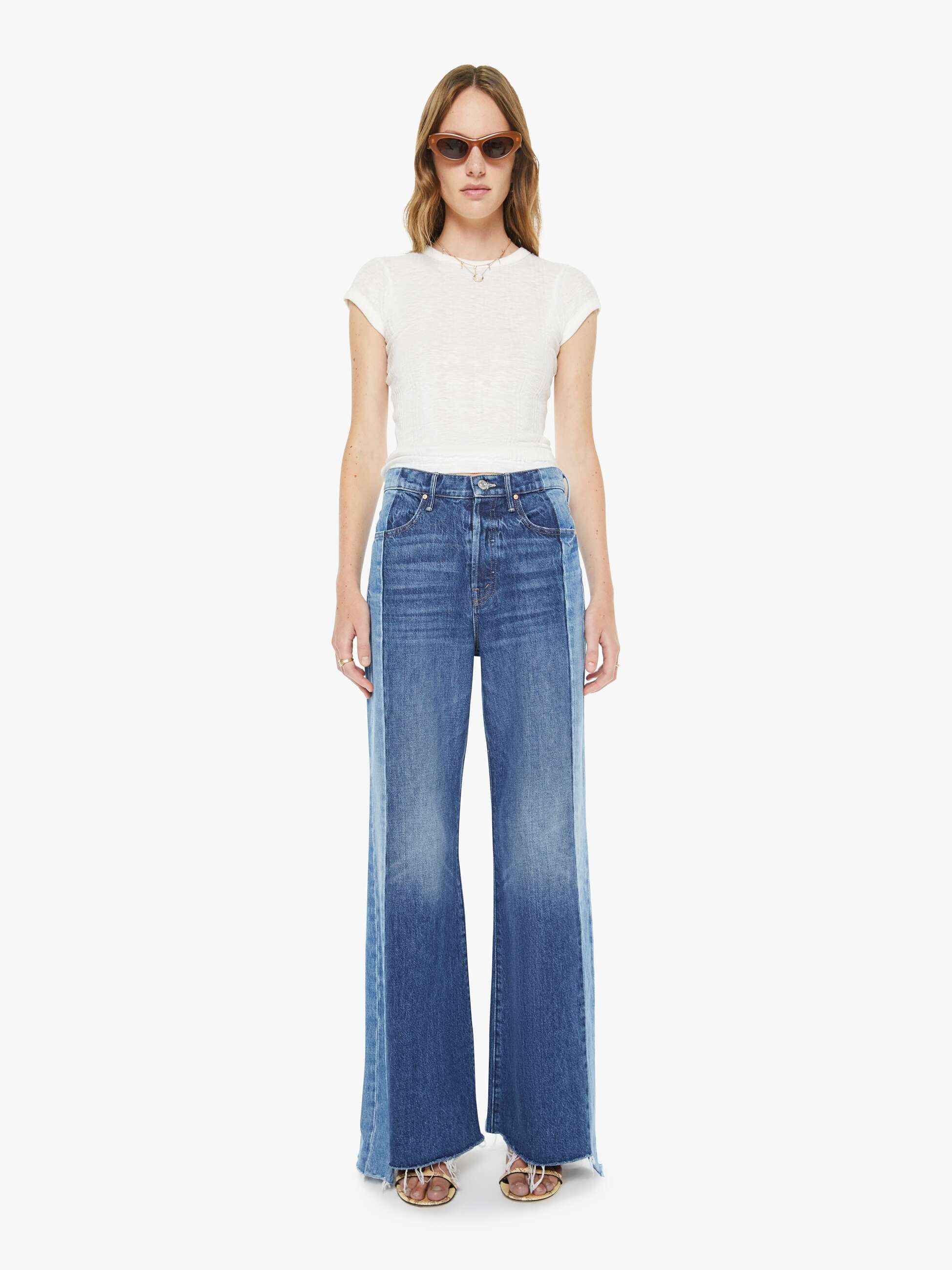 Mother Denim The Tux Sidestepper Sneak Fray