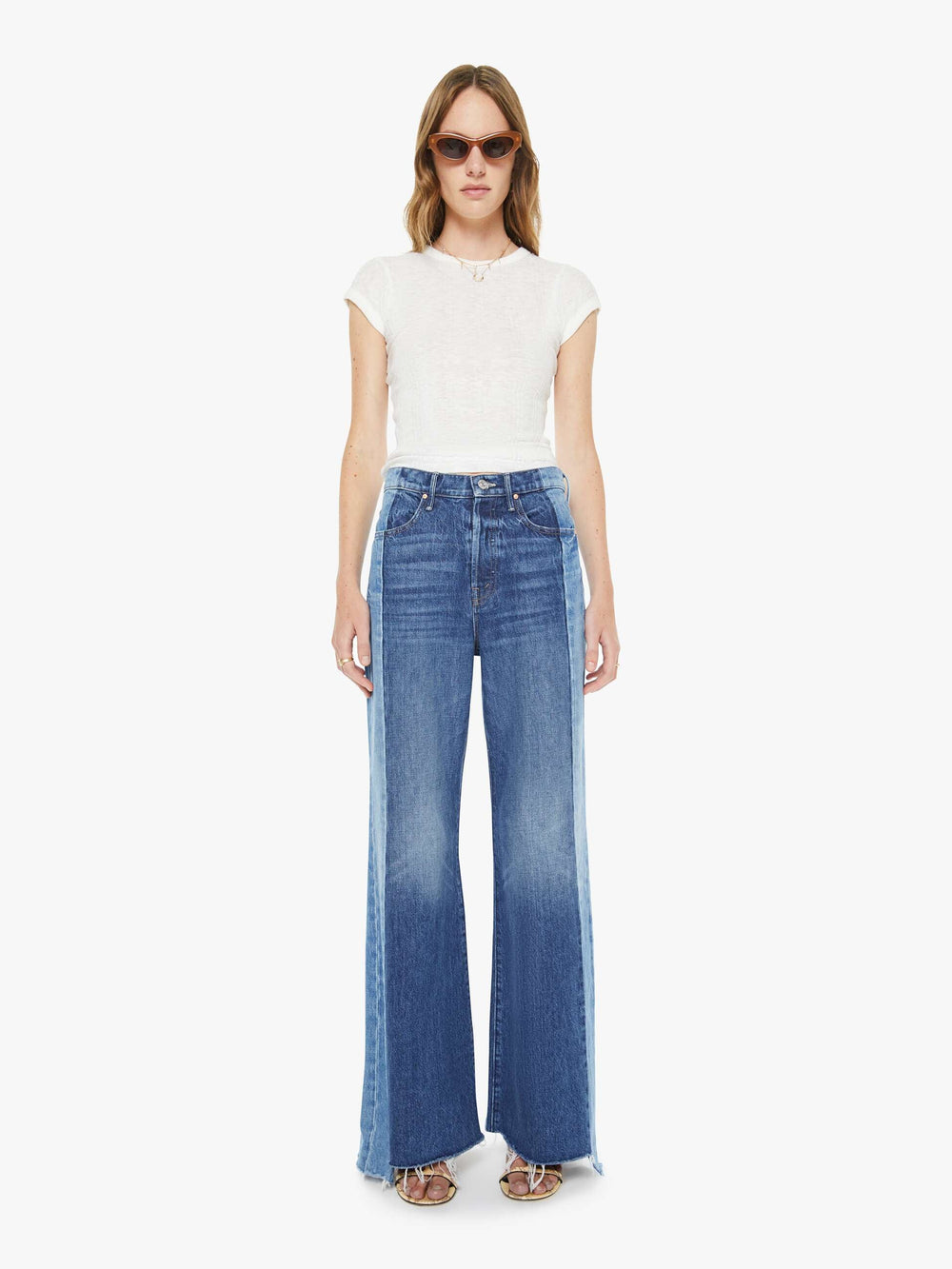 Mother Denim The Tux Sidestepper Sneak Fray