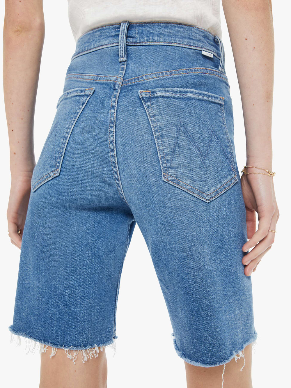 Mother Denim High Waisted Rider Bermuda Short Fray