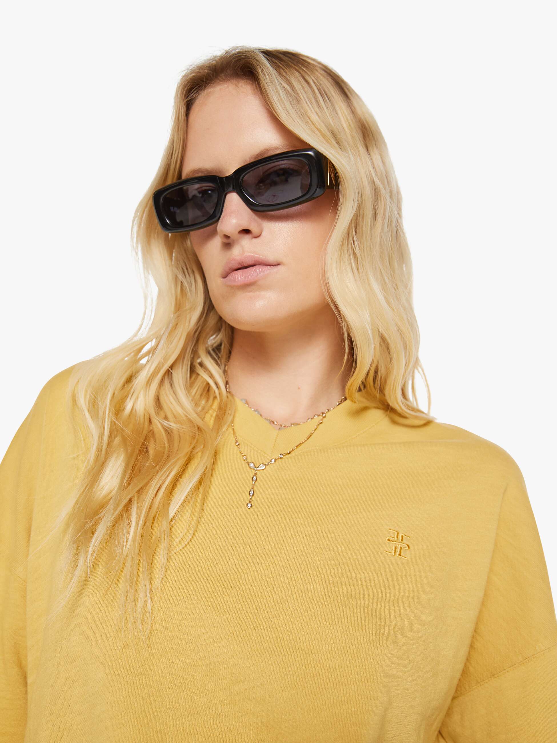 Mother Denim Eterne Cropped V-Neck Sweatshirt