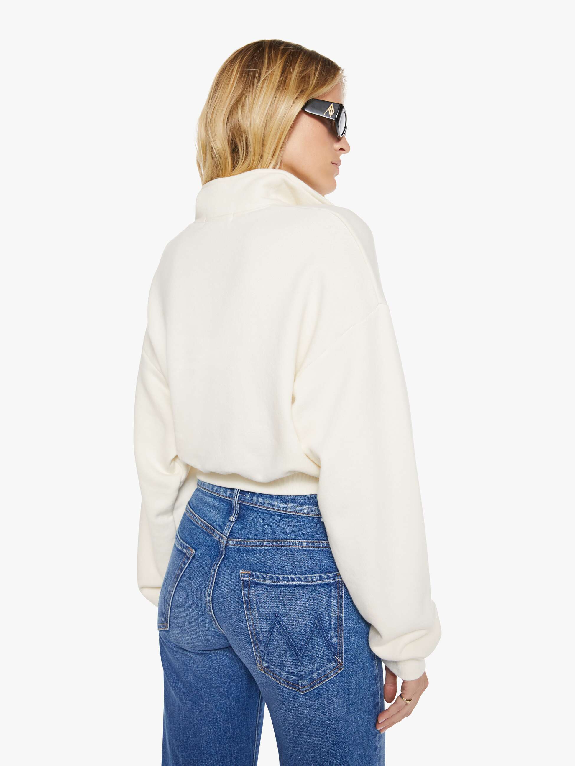 Mother Denim Eterne Cropped Half-Zip Sweatshirt