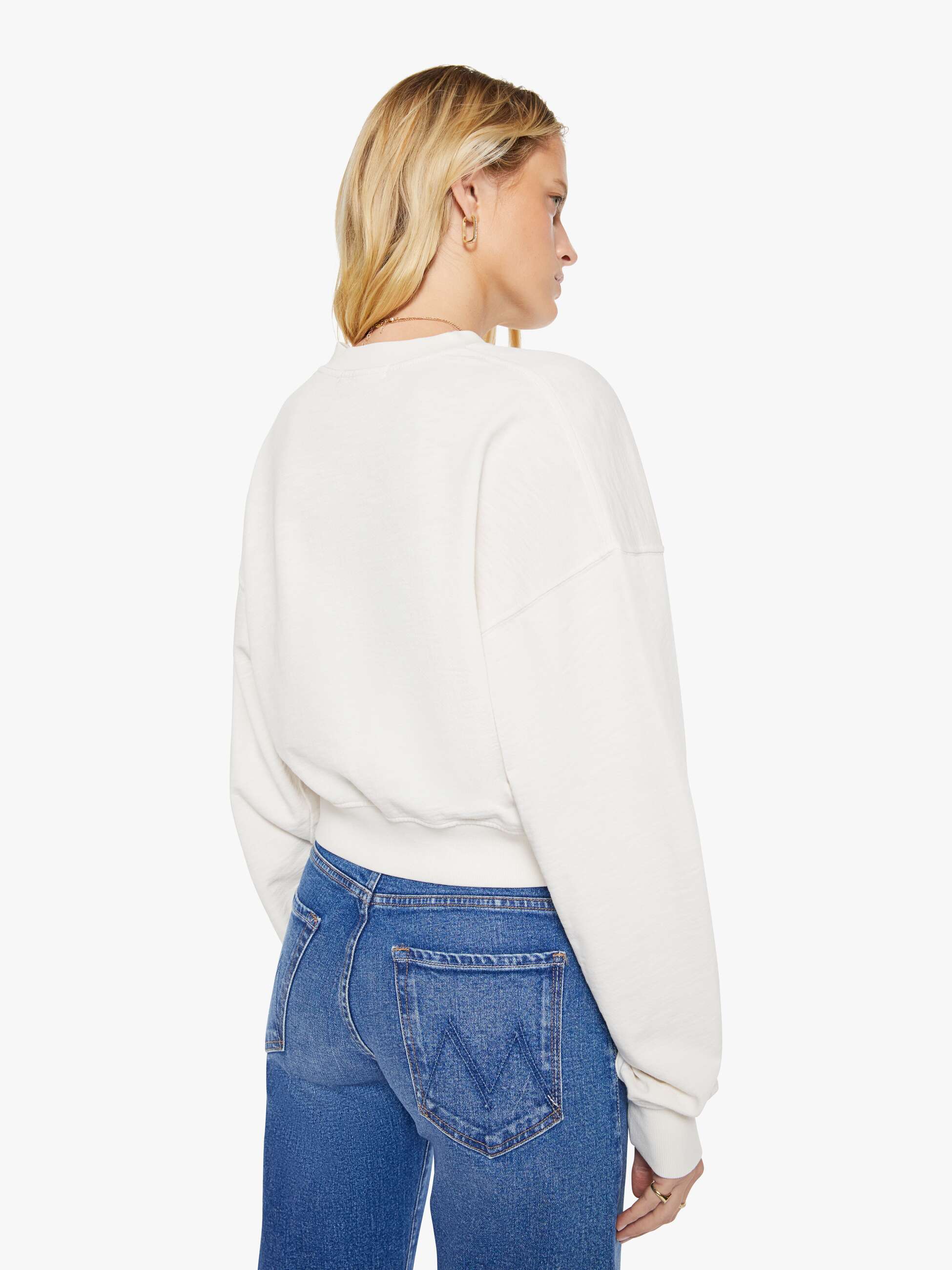 Mother Denim Eterne Cropped V-Neck Sweatshirt