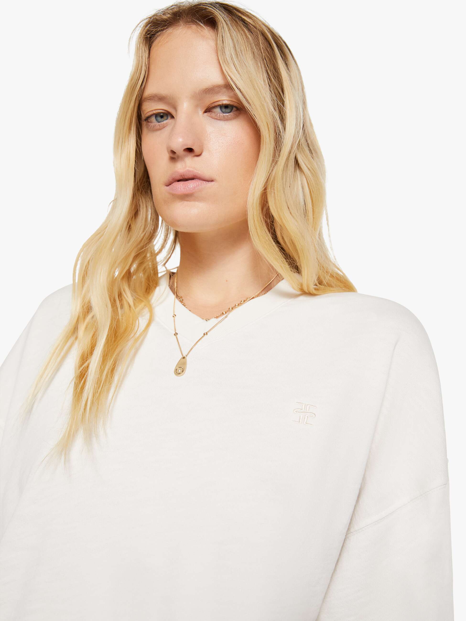 Mother Denim Eterne Cropped V-Neck Sweatshirt