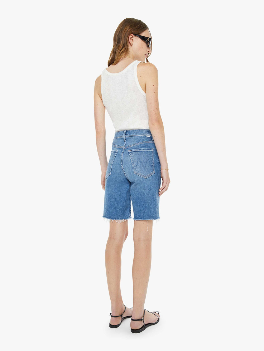 Mother Denim High Waisted Rider Bermuda Short Fray