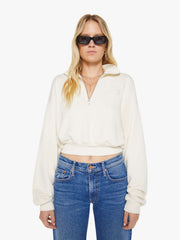 Mother Denim Eterne Cropped Half-Zip Sweatshirt