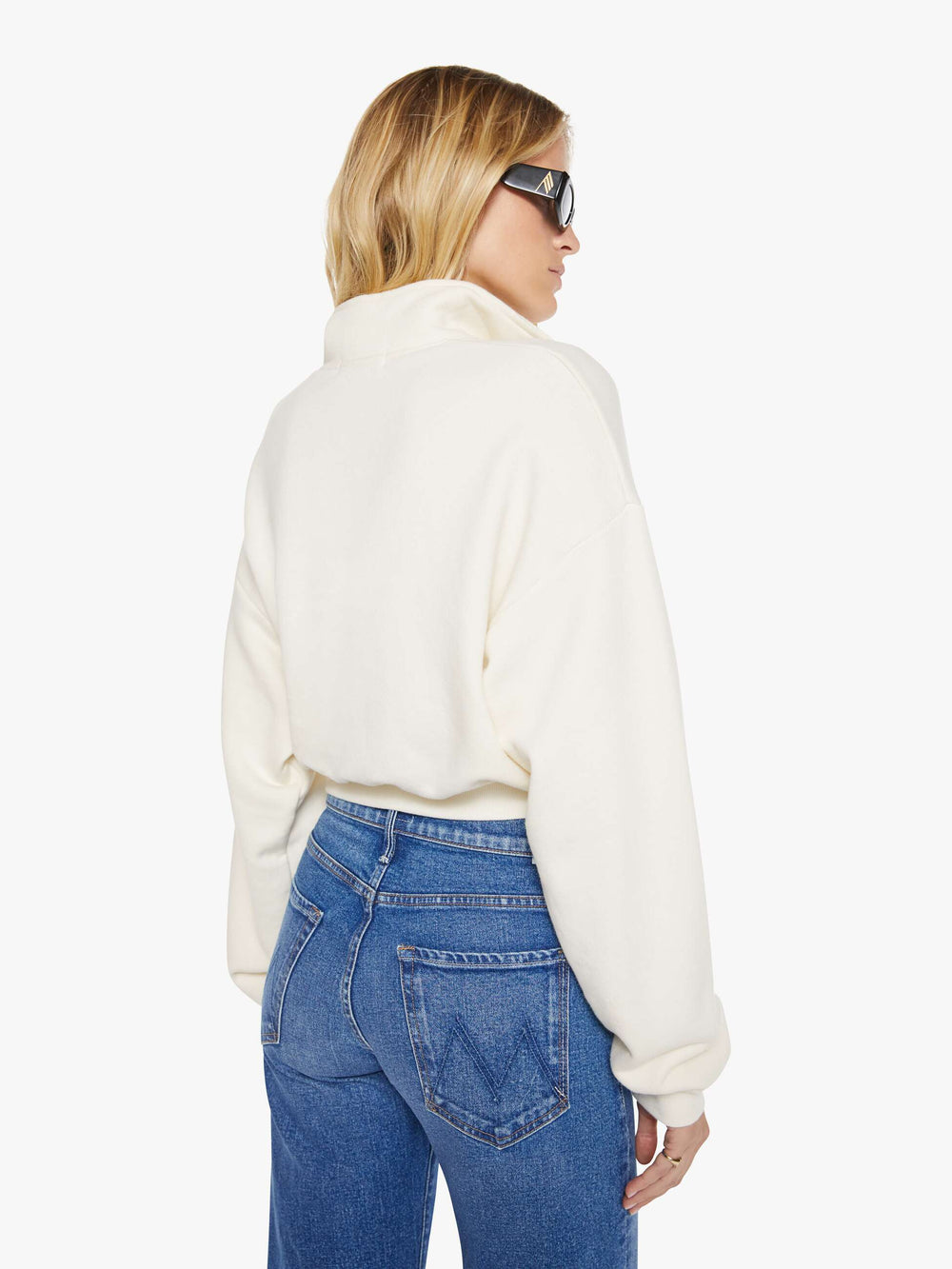 Mother Denim Eterne Cropped Half-Zip Sweatshirt
