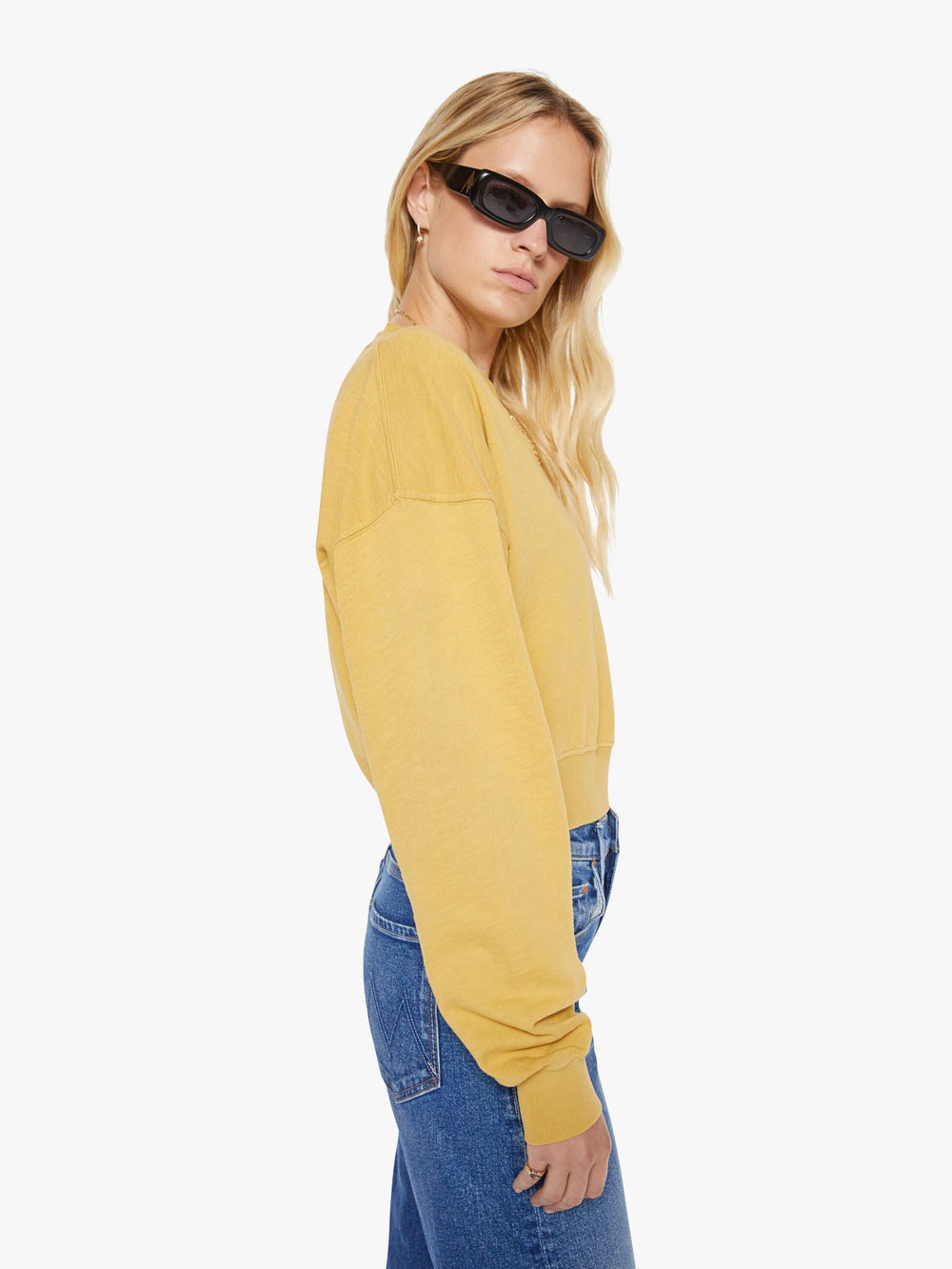 Mother Denim Eterne Cropped V-Neck Sweatshirt