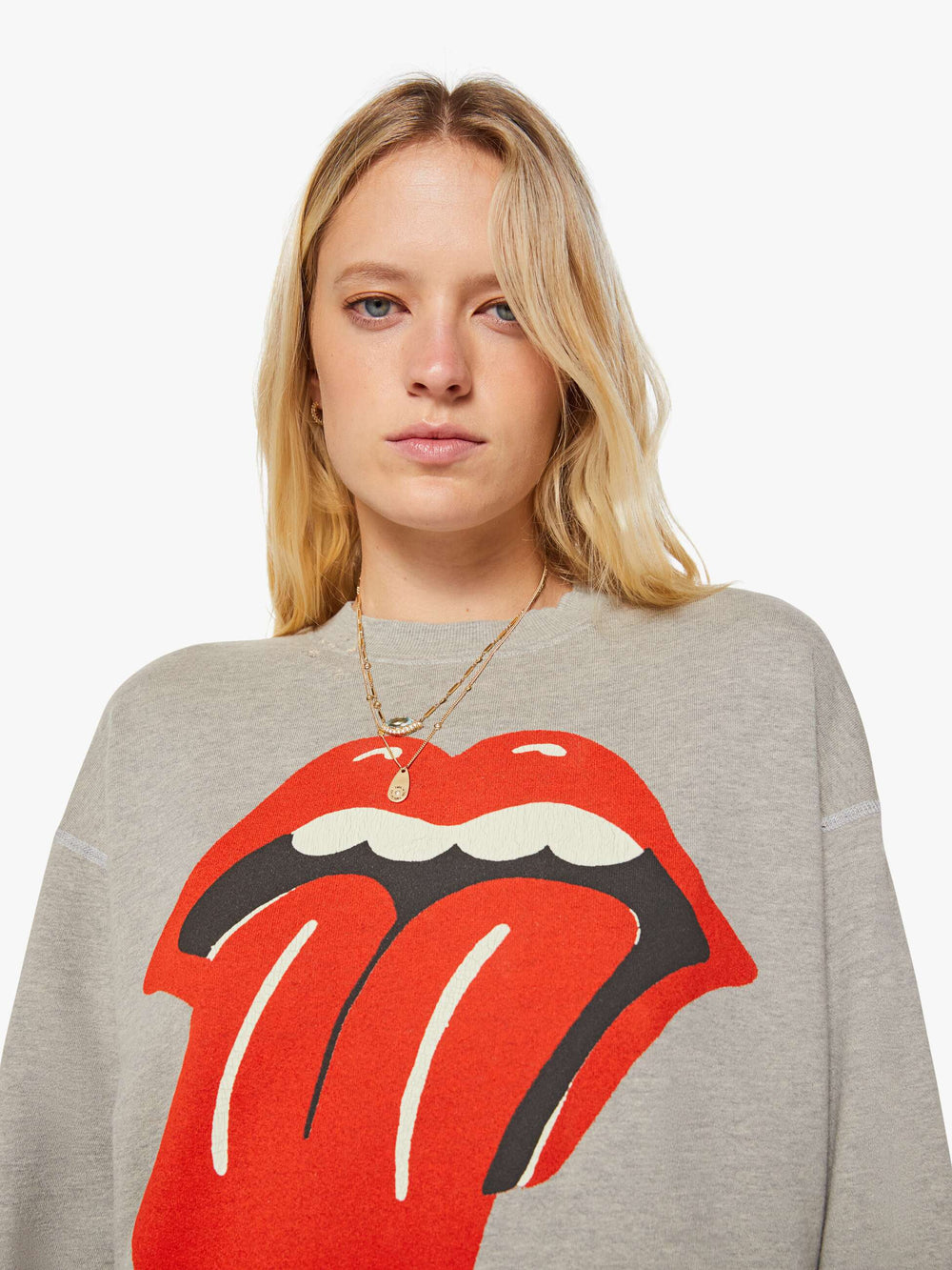 Mother Denim MadeWorn Rolling Stones Destroyed Sweatshirt
