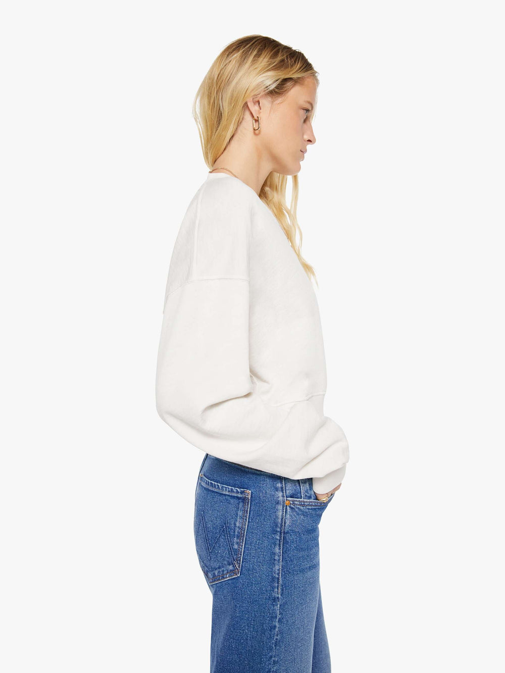 Mother Denim Eterne Cropped V-Neck Sweatshirt