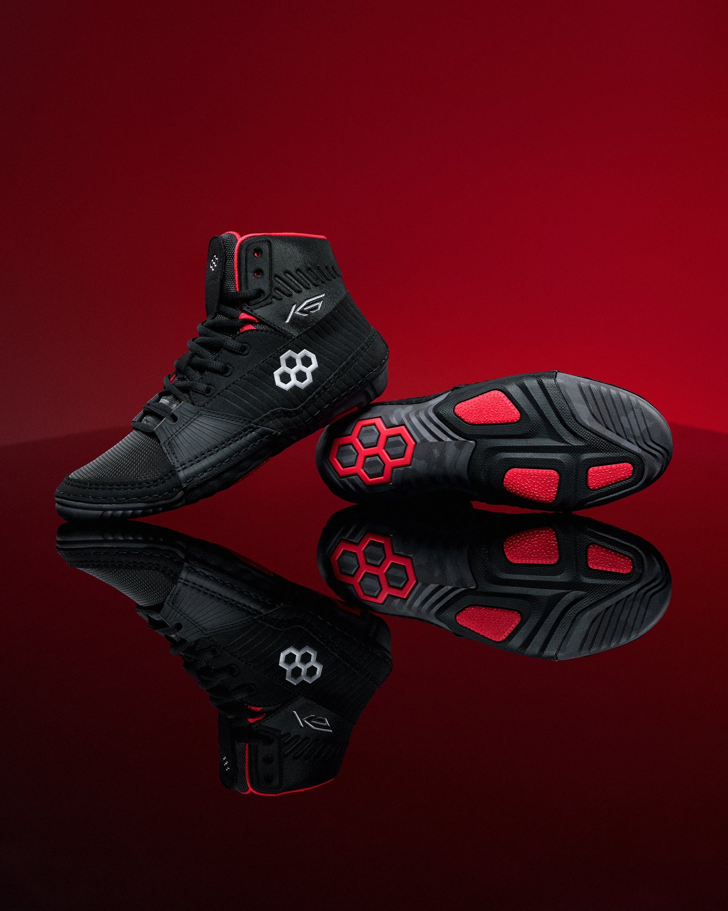 RUDIS RUDIS KS Power Adult Wrestling Shoes - Black/Red