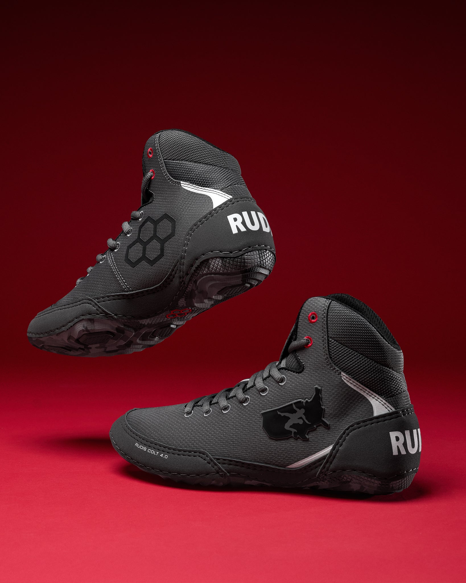RUDIS USA Wrestling Colt 4.0 Youth Wrestling Shoes - Gray Camo