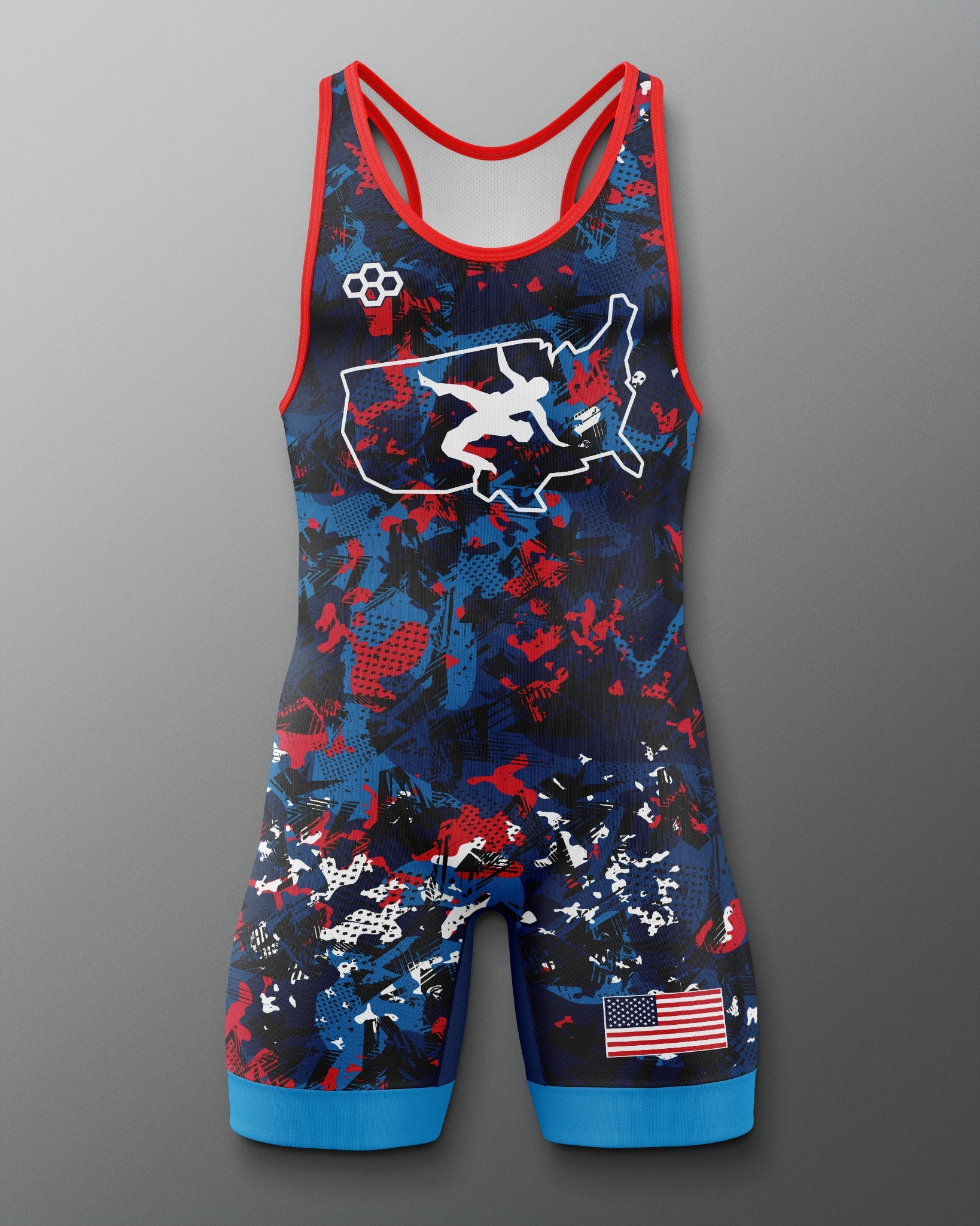 RUDIS USA Wrestling Scatter Icon 2.0 Elite Freestyle Singlet - Men's Gear