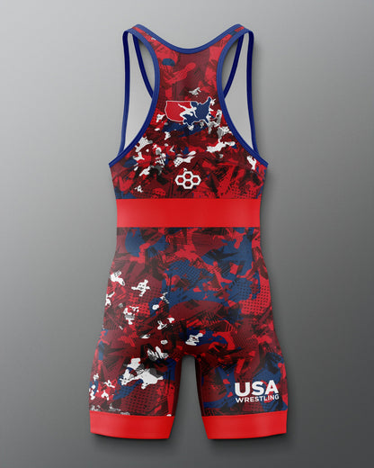 RUDIS USA Wrestling Scatter Icon 2.0 Elite Freestyle Singlet - Men's Gear