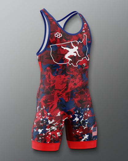 RUDIS USA Wrestling Scatter Icon 2.0 Elite Freestyle Singlet - Men's Gear