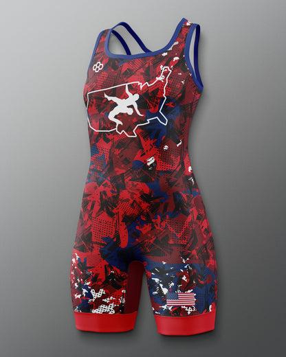 RUDIS USA Wrestling Scatter Icon Women's 2.0 Elite Freestyle Singlet