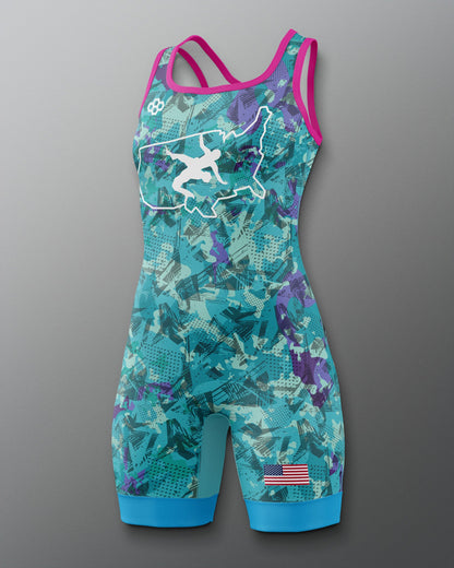 RUDIS USA Wrestling Scatter Icon Women's 2.0 Elite Freestyle Singlet