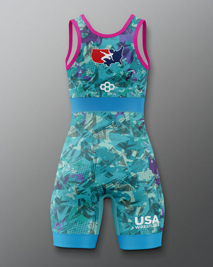 RUDIS USA Wrestling Scatter Icon Women's 2.0 Elite Freestyle Singlet