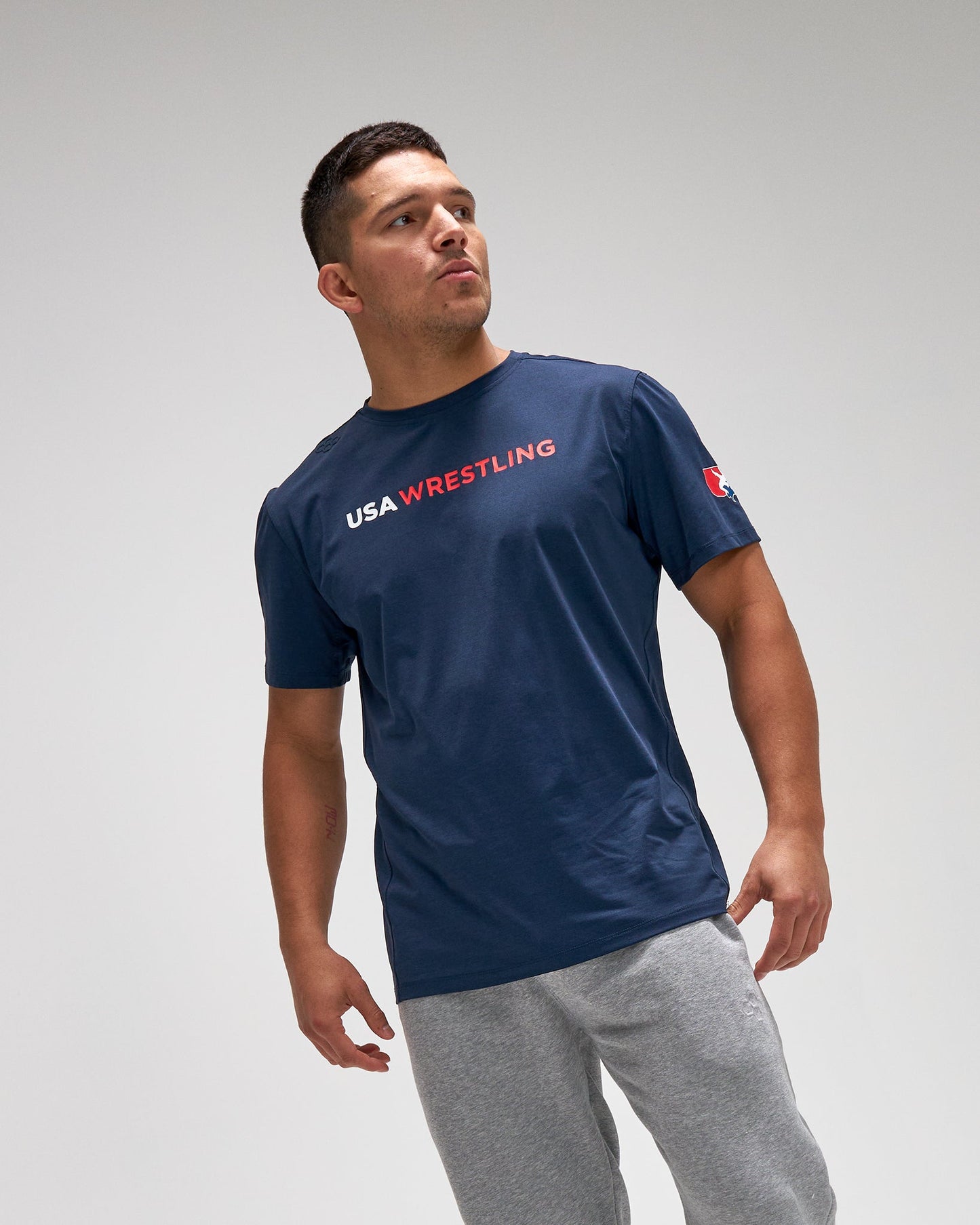 RUDIS USA Wrestling Wordmark Performance Heather T-Shirt