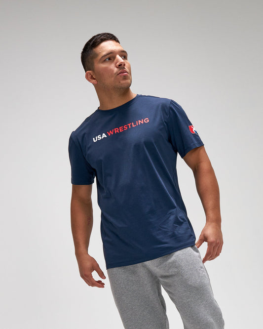 RUDIS USA Wrestling Wordmark Performance Heather T-Shirt