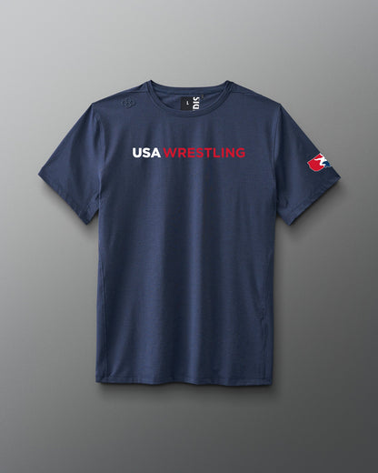 RUDIS USA Wrestling Wordmark Performance Heather T-Shirt