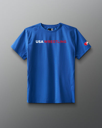 RUDIS USA Wrestling Wordmark Performance Heather T-Shirt