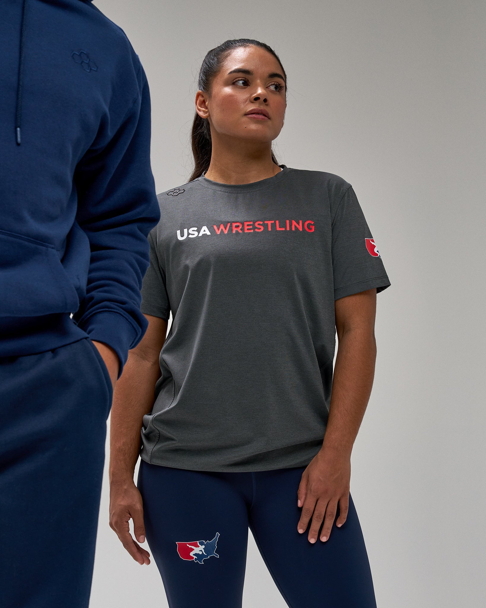 RUDIS USA Wrestling Wordmark Performance Heather T-Shirt
