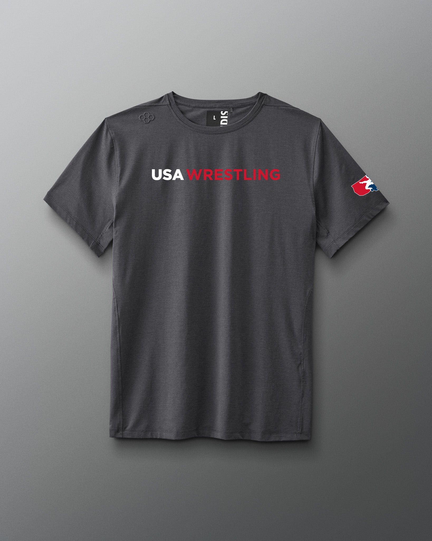 RUDIS USA Wrestling Wordmark Performance Heather T-Shirt