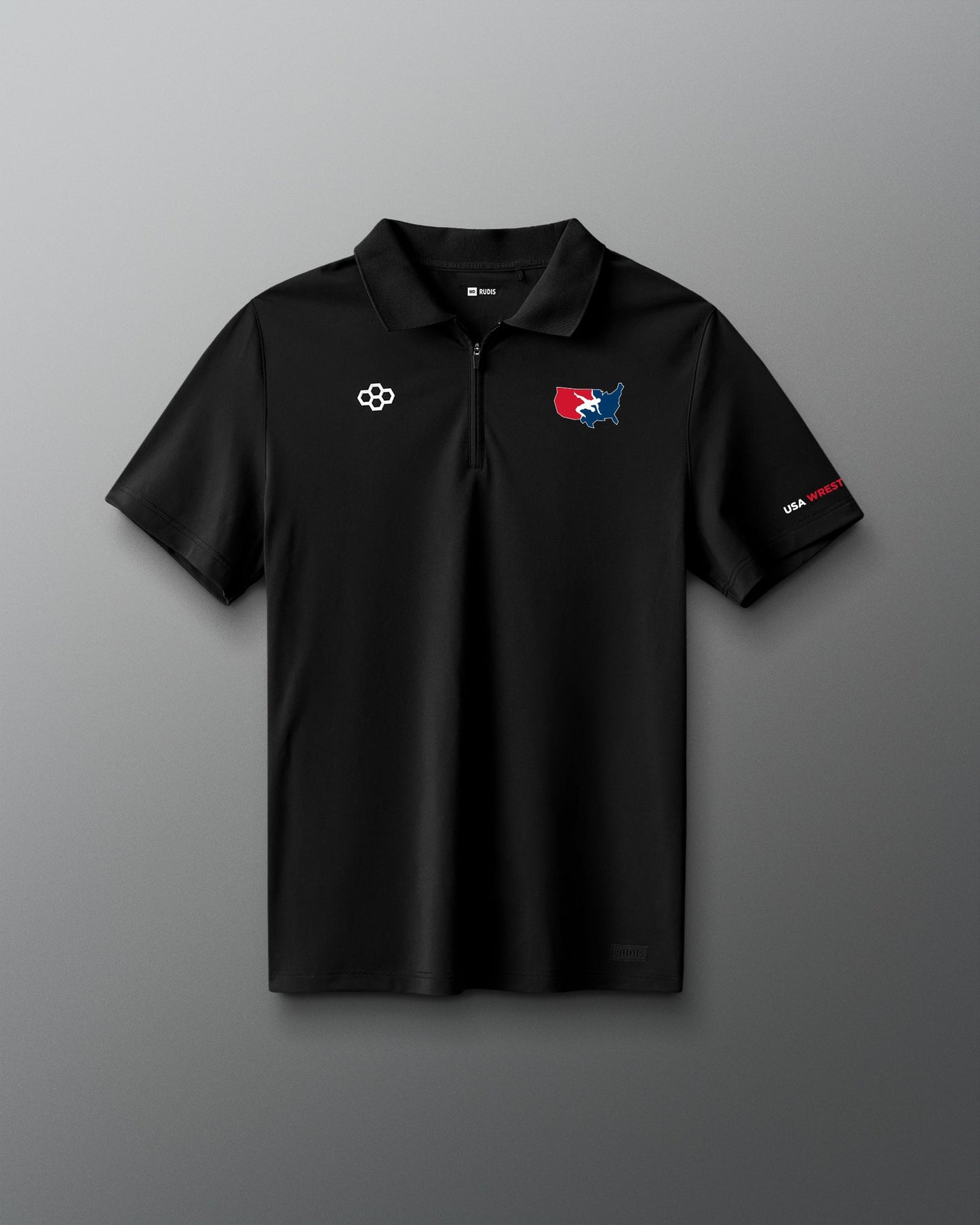 RUDIS USA Wrestling Stretch Pique Zip Polo