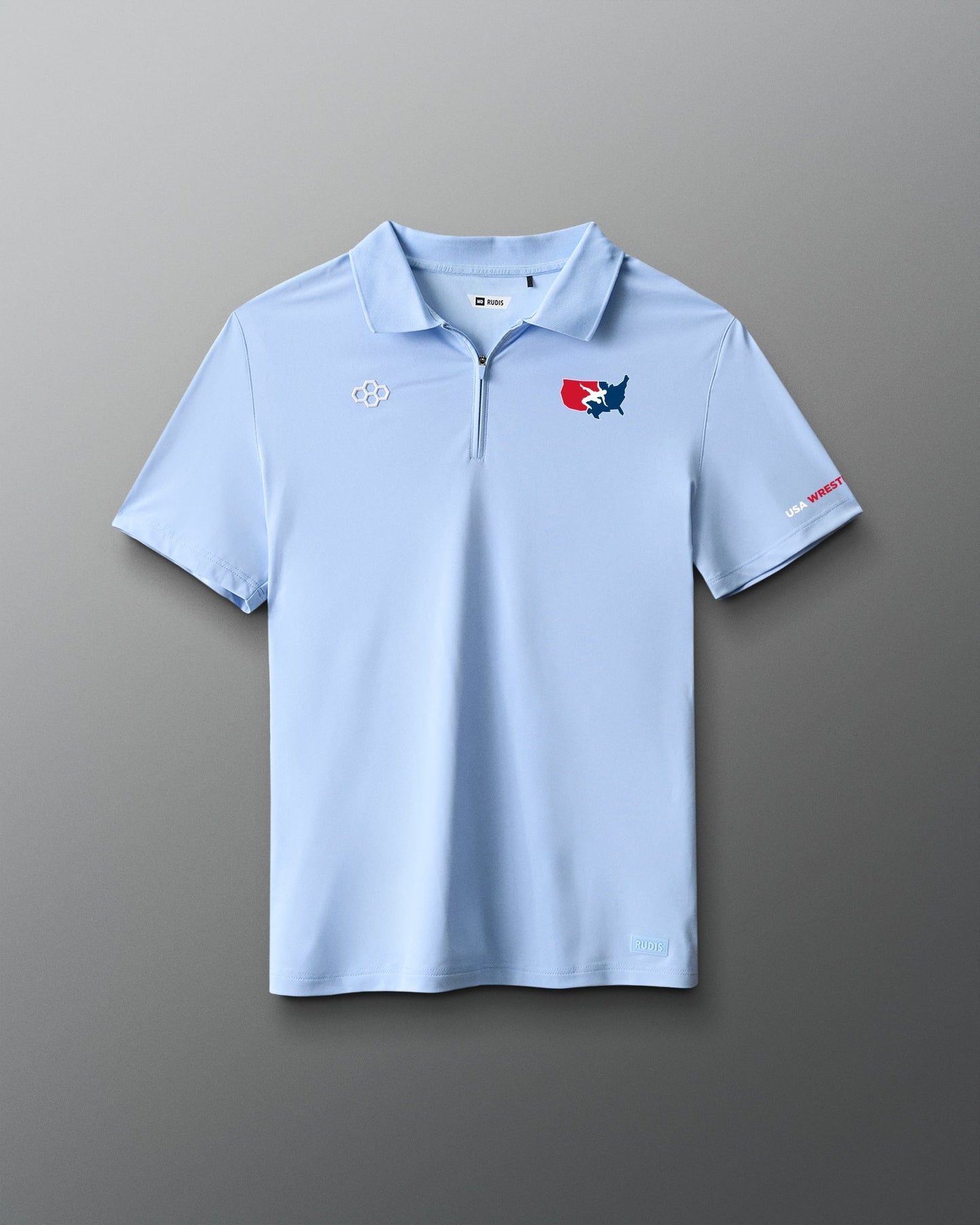 RUDIS USA Wrestling Stretch Pique Zip Polo