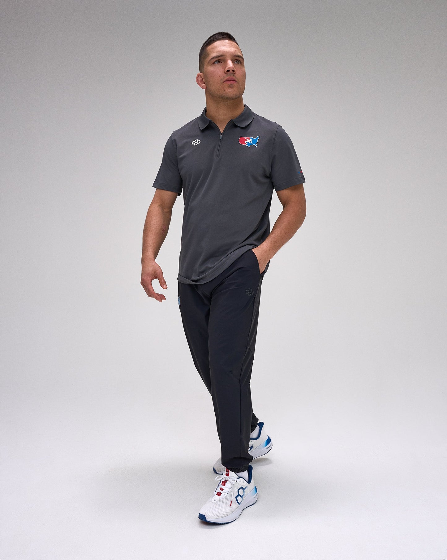 RUDIS USA Wrestling Stretch Pique Zip Polo