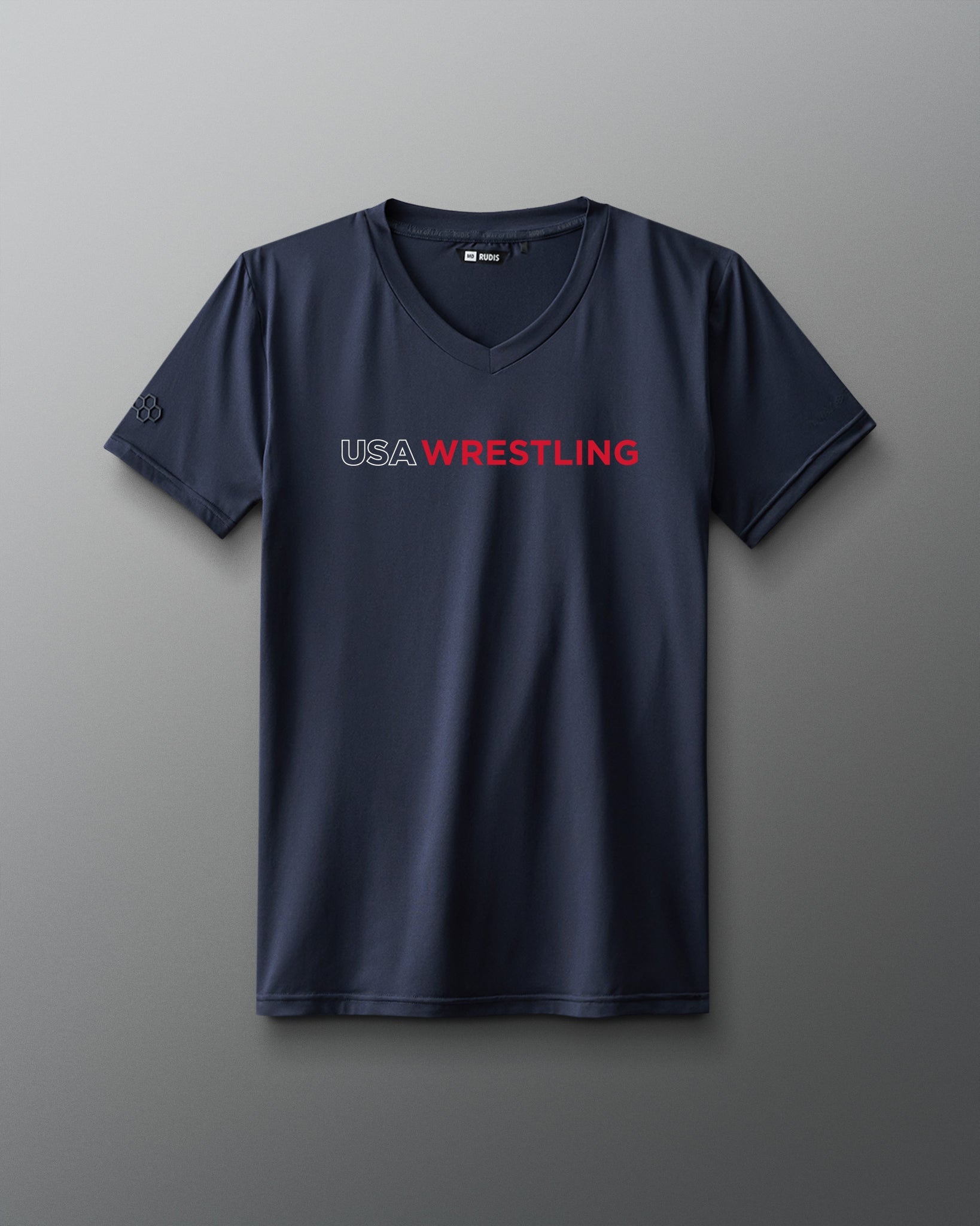 RUDIS USA Wrestling Wordmark Performance Women's V-Neck T-Shirt